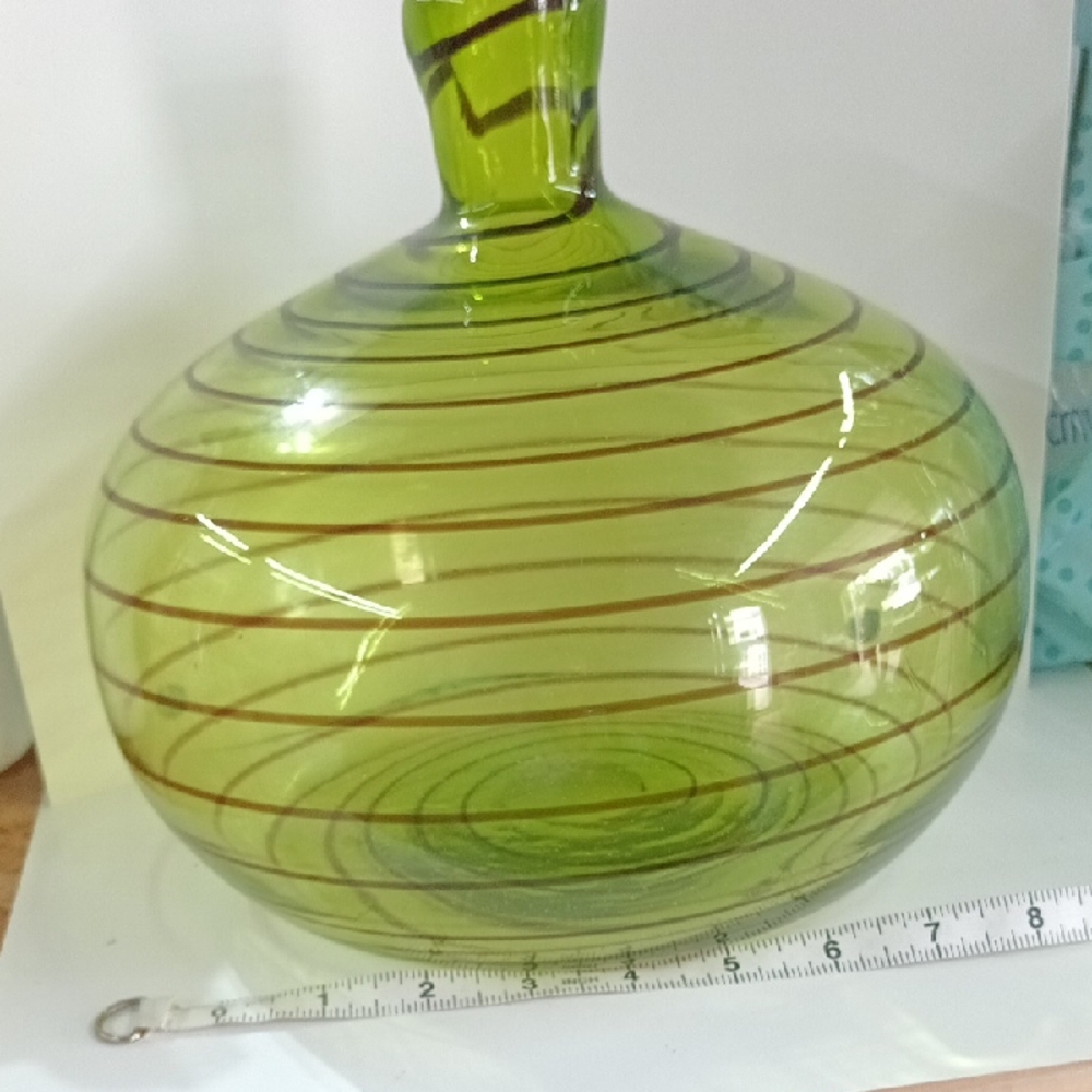 Green Swirled Glass Vase
